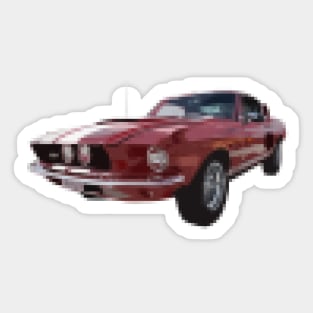 Mustang Pixelized Vintage RED Sticker